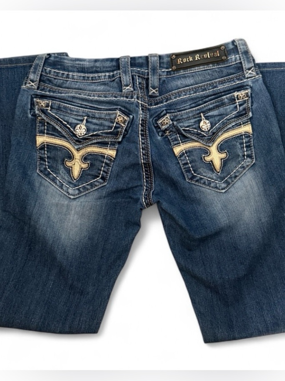Rock Revival Women's Indigo Blue Embroidered Back Pocket Bootcut Jeans